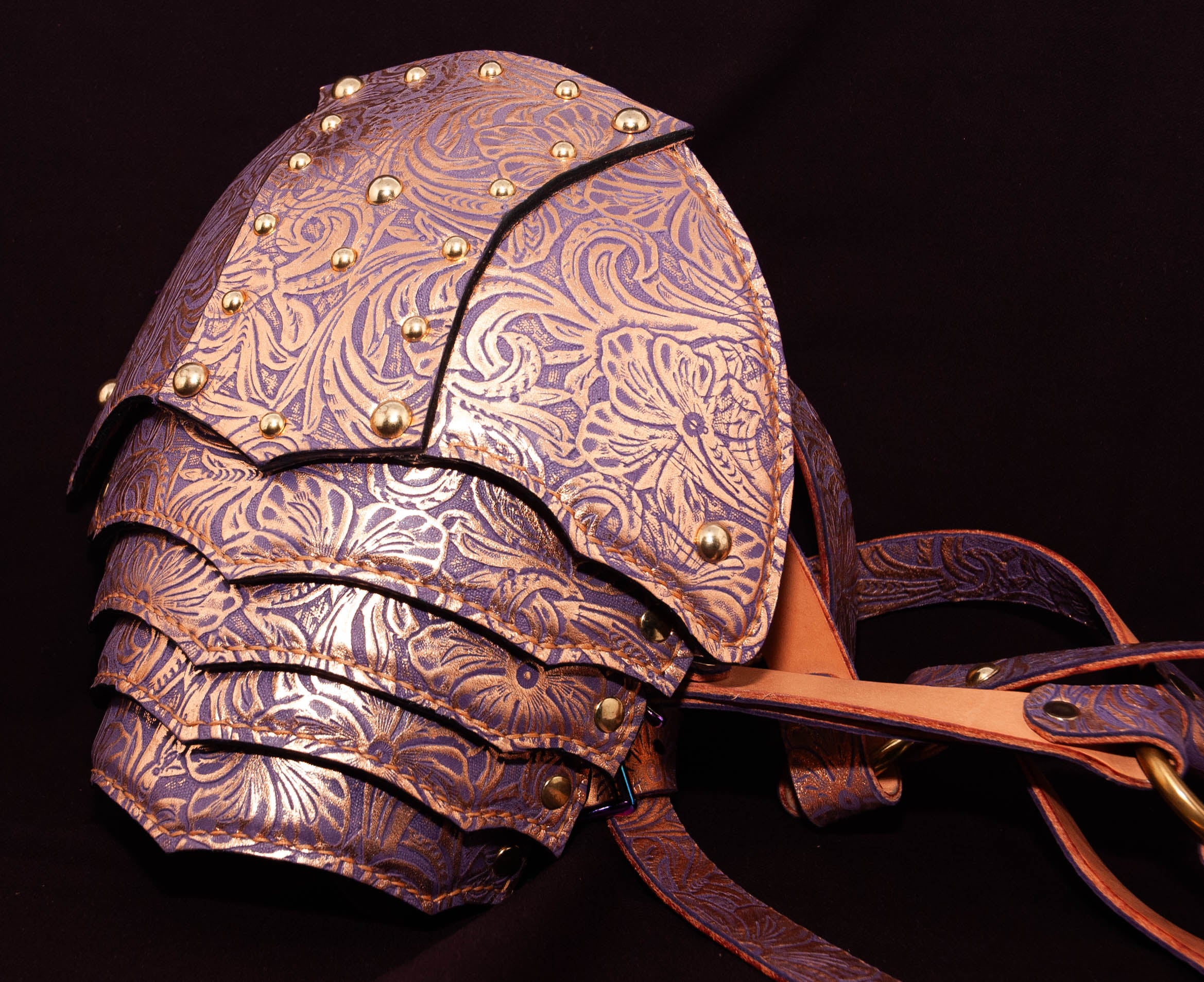 Purple & Gold Floral Pauldron With Strap