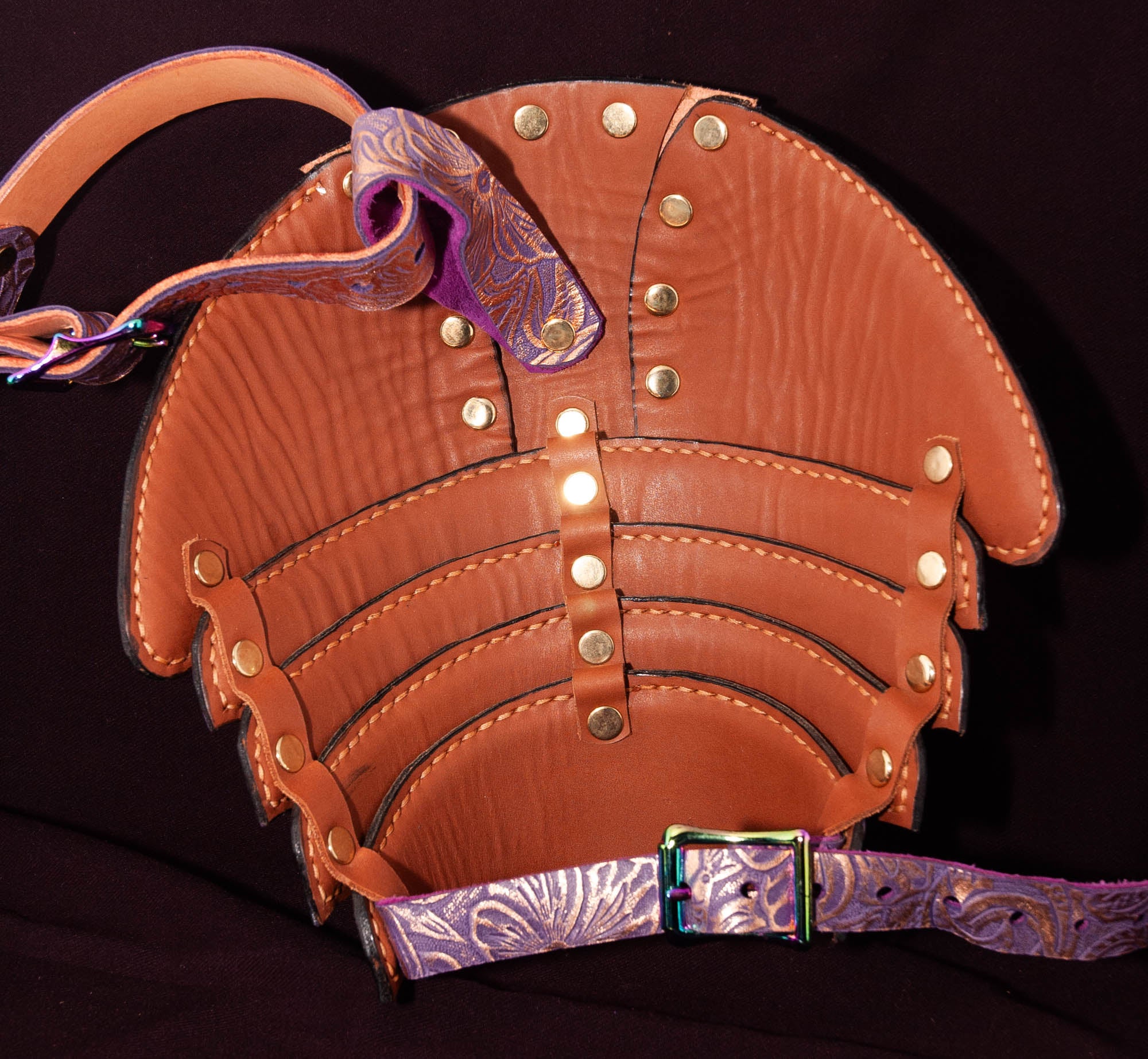 Purple & Gold Floral Pauldron With Strap