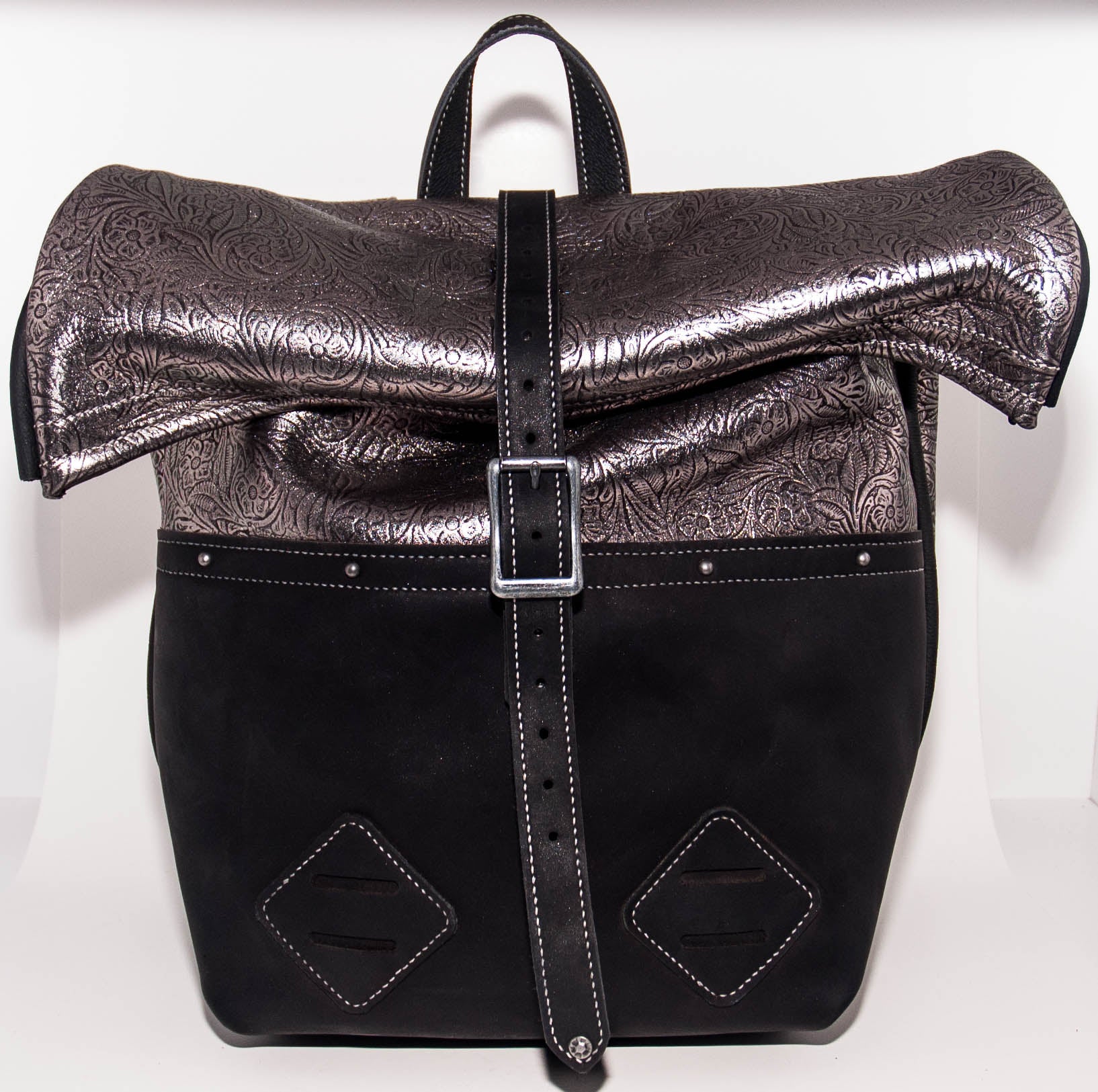 Black & Silver Rolltop bag