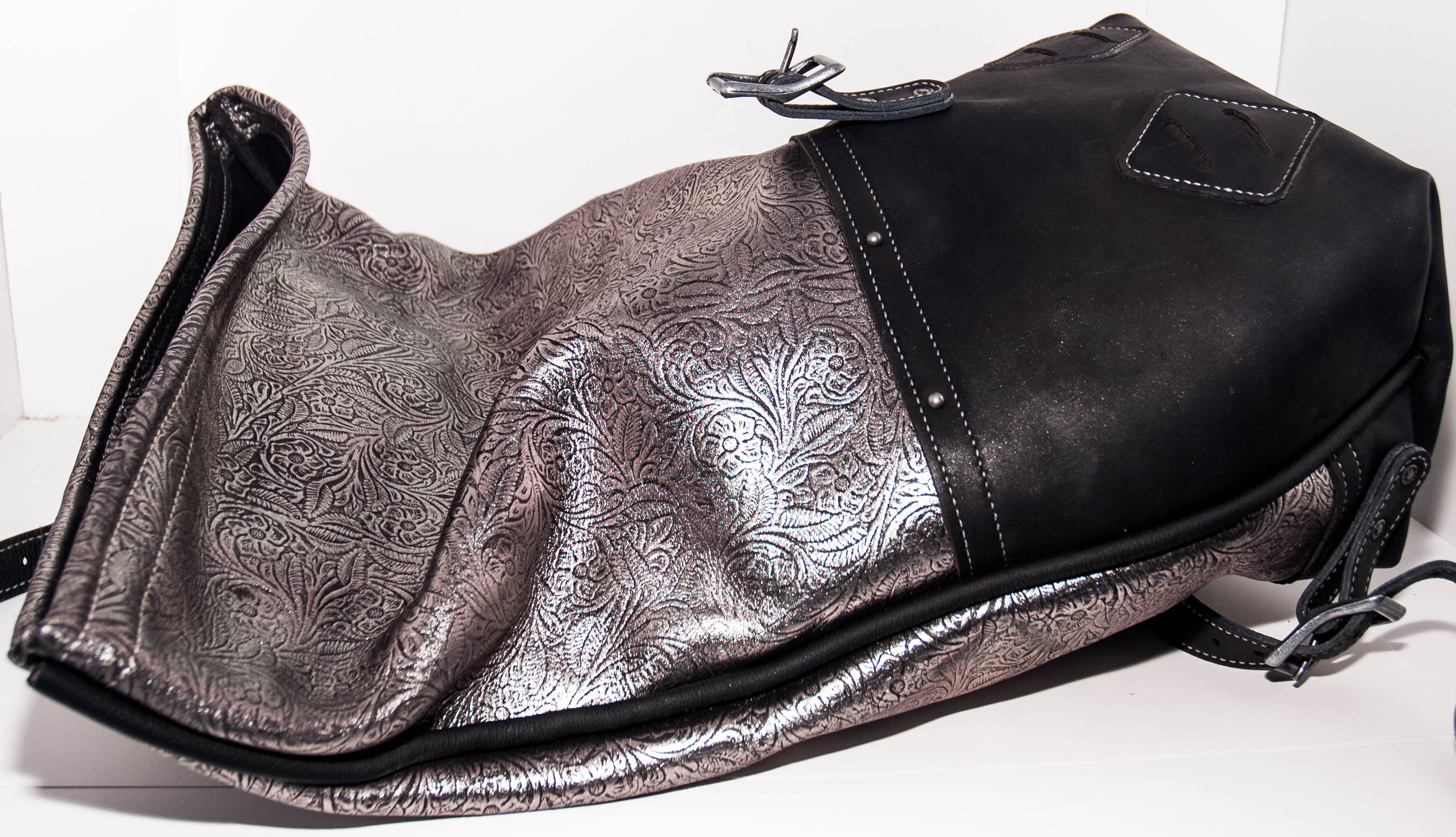 Black & Silver Rolltop bag