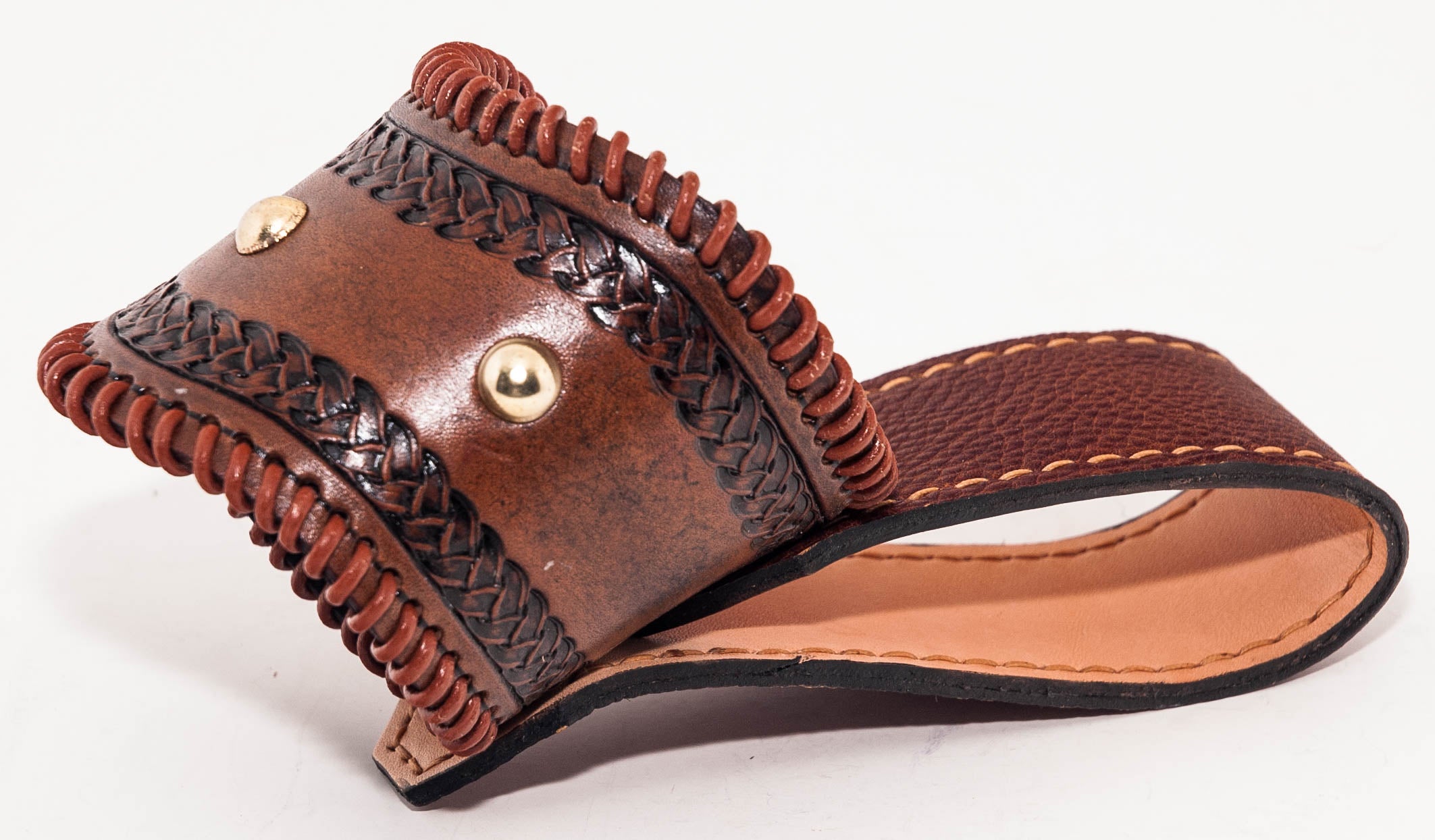 Round Brown Laced Edge Drinking Horn