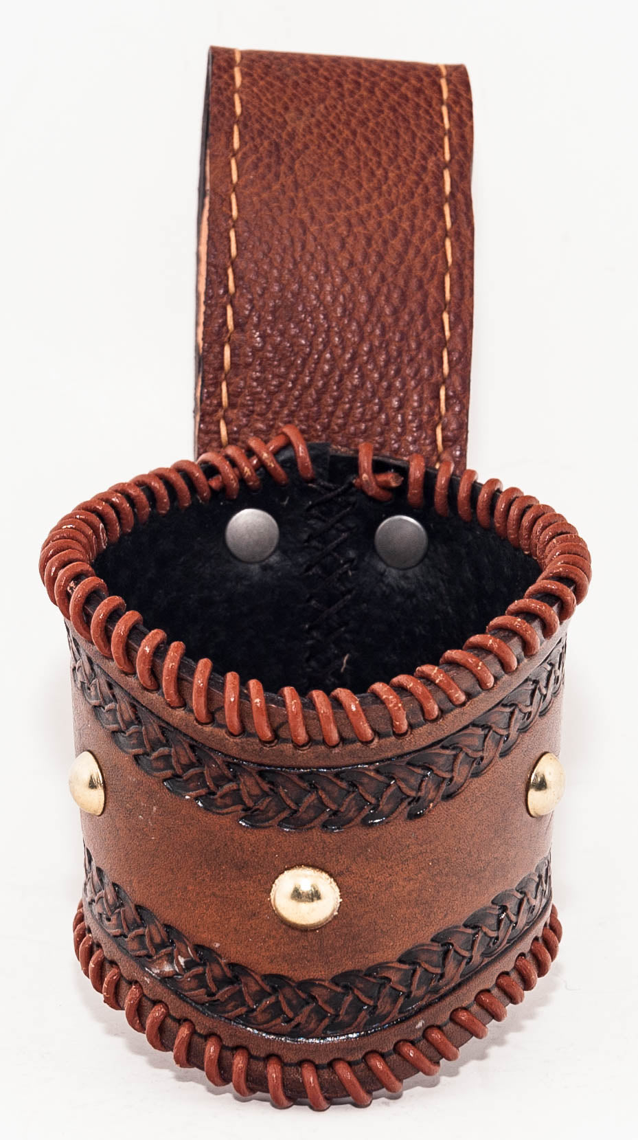 Round Brown Laced Edge Drinking Horn