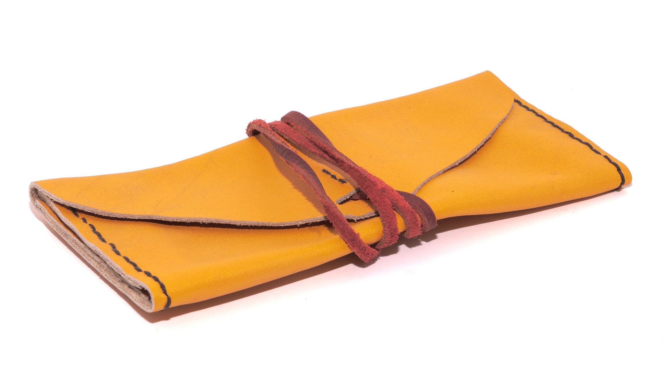 Leather Clutch - Orange, Red Kodiak Lace