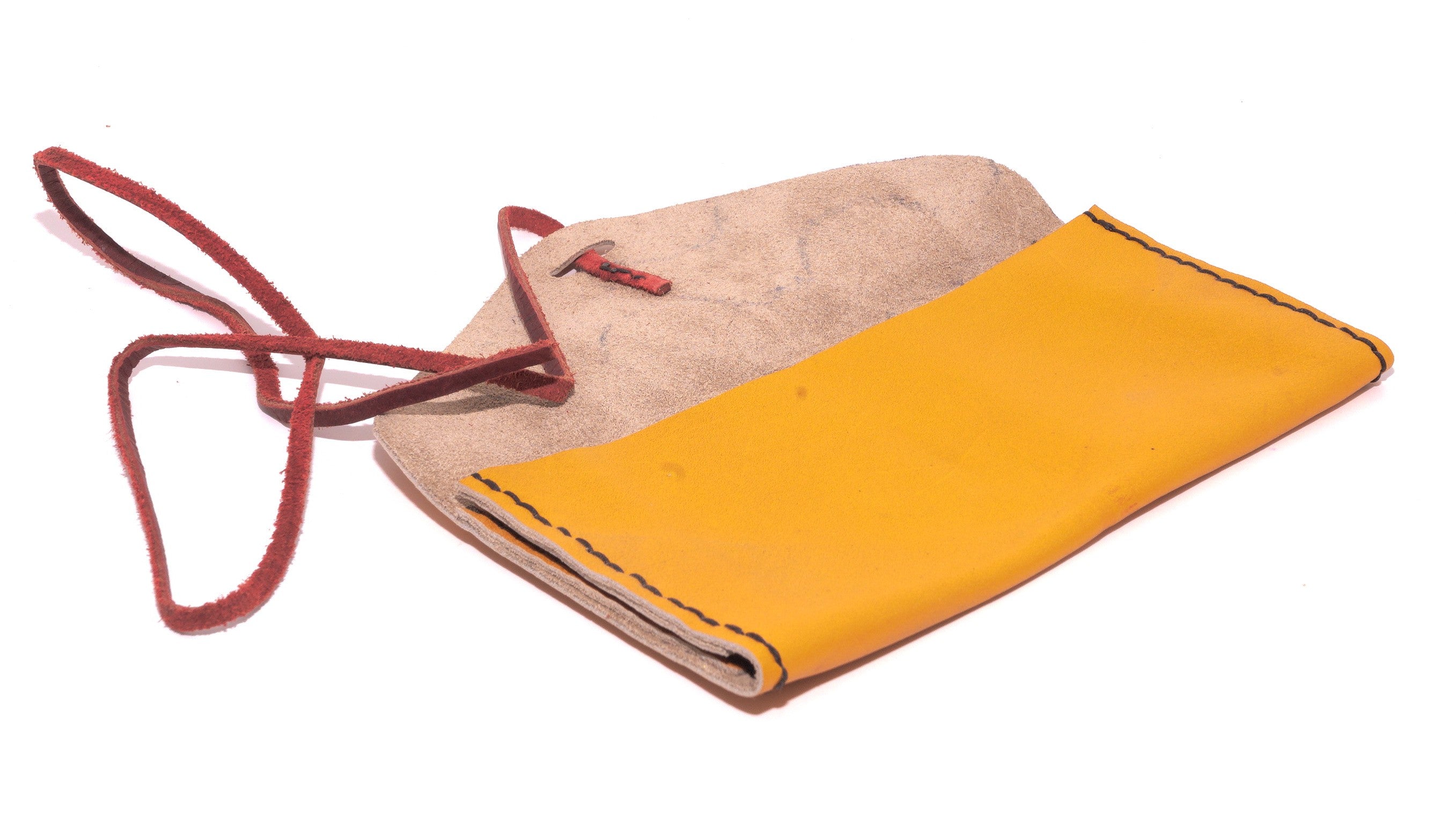 Leather Clutch - Orange, Red Kodiak Lace