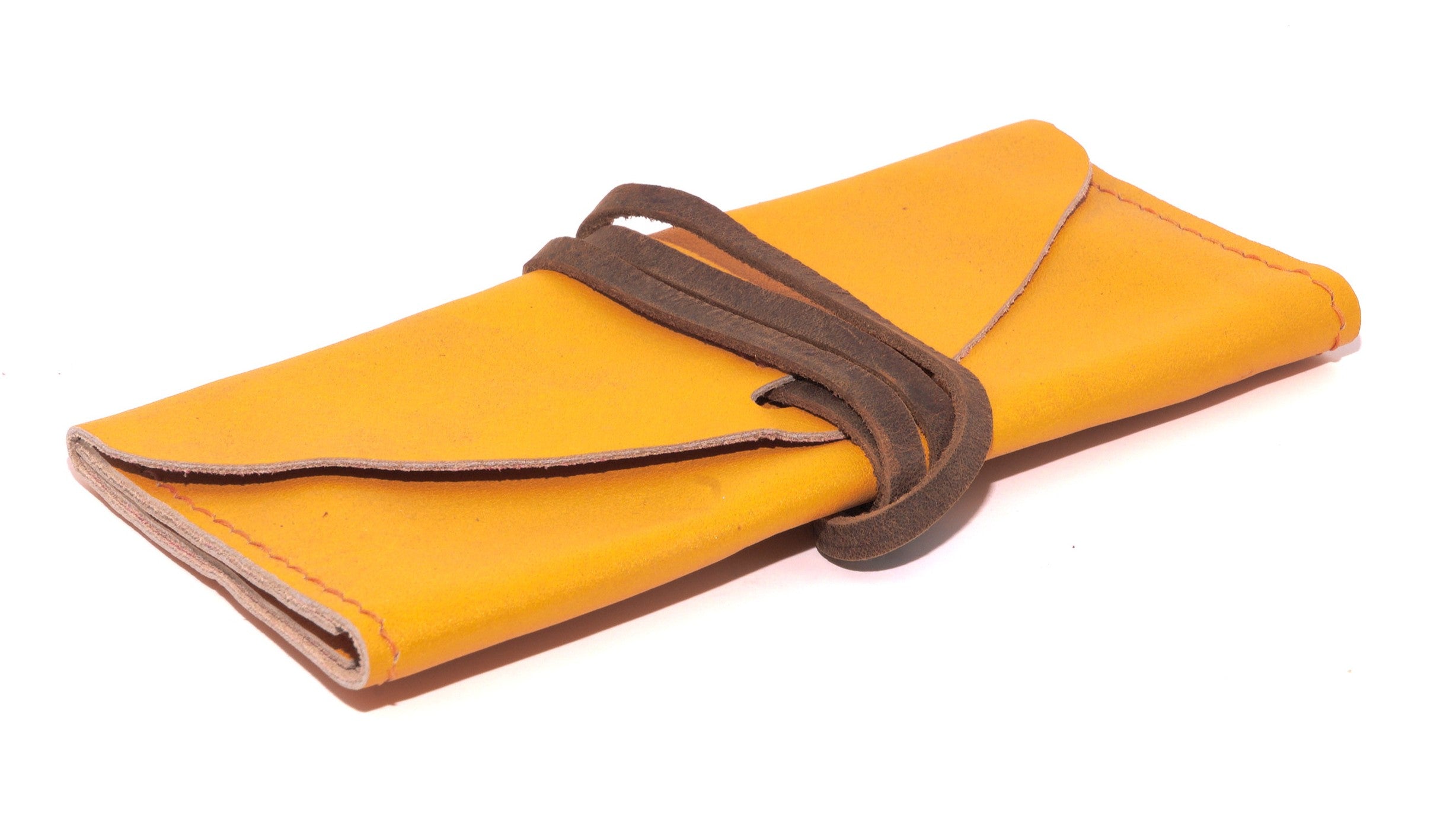 Leather Clutch - Orange, Brown Kodiak Lace