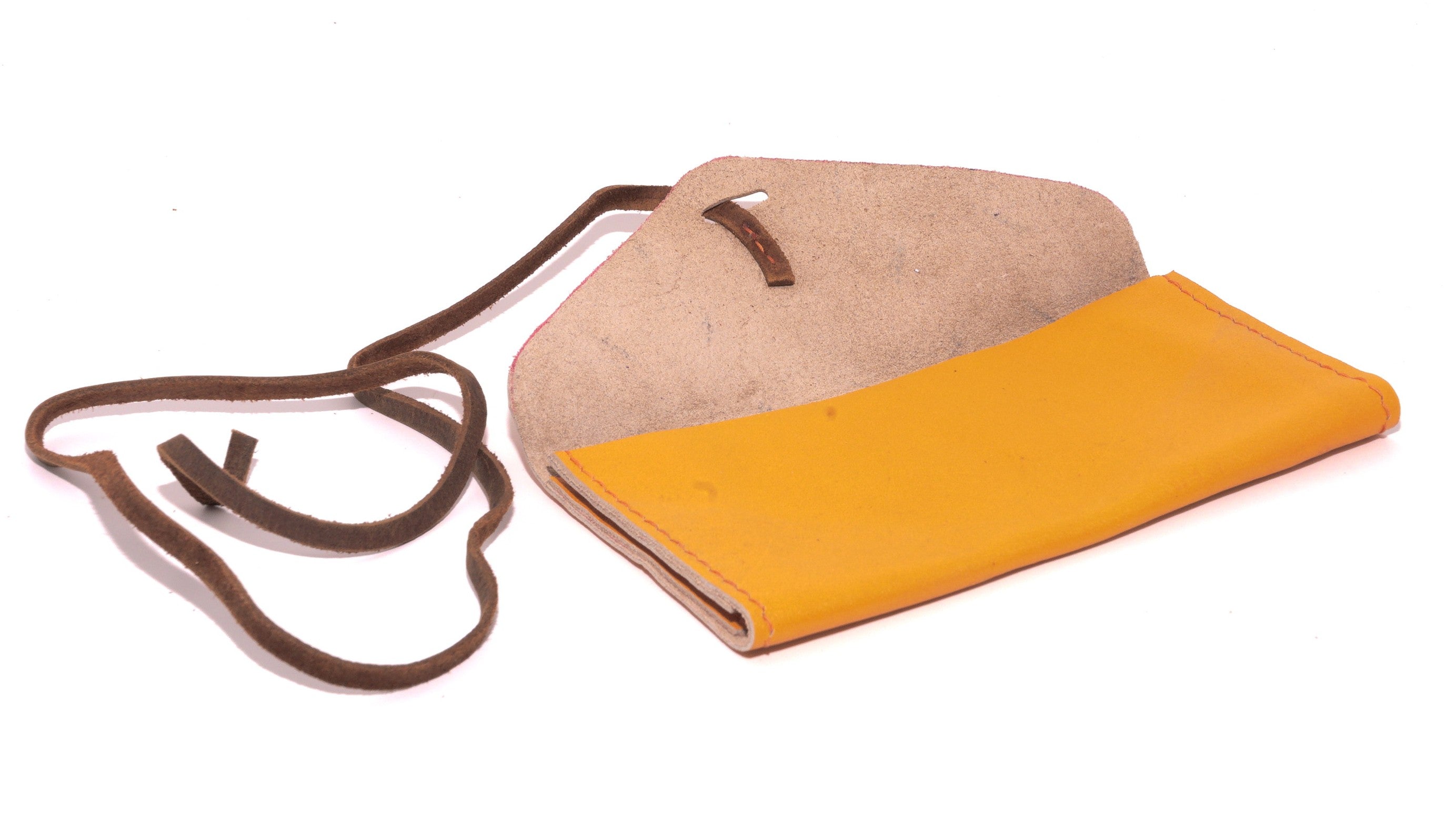 Leather Clutch - Orange, Brown Kodiak Lace
