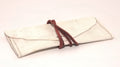 Leather Clutch - White Deerskin, Red Kodiak Lace