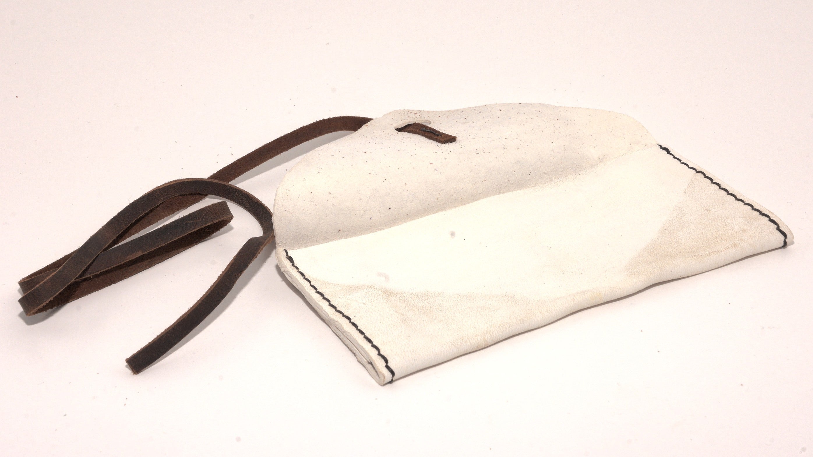 Leather Clutch - White Deerskin, Brown Kodiak Lace